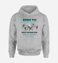 Thumbnail for DJI Agras T25 design on light gray hoodie single side