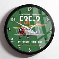 Thumbnail for F3F-2 Last Biplane First Fight design on green framed wall clock