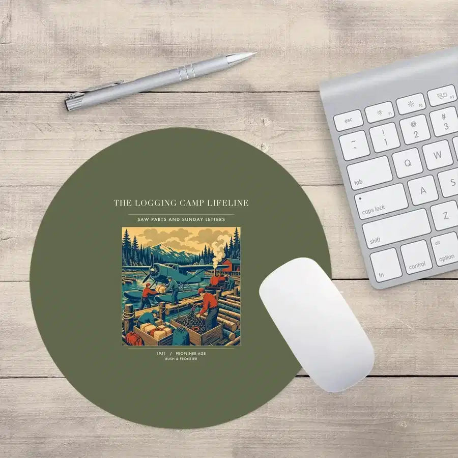 VINTAGE G4488 - The Logging Camp Lifeline - Designed Mouse Pads design on greenarmy round