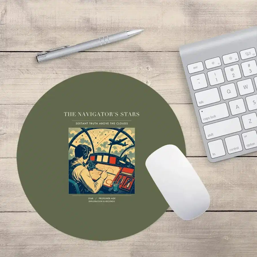 VINTAGE G4297 - The Navigator's Stars - Designed Mouse Pads design on greenarmy round