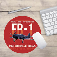 Thumbnail for FR-1 Fireball Prop in Front Jet in Back design on red round mouse pad