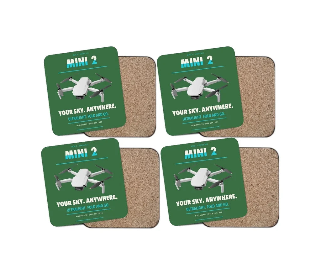 DJI Mini 2 design on green 4 pieces set coaster
