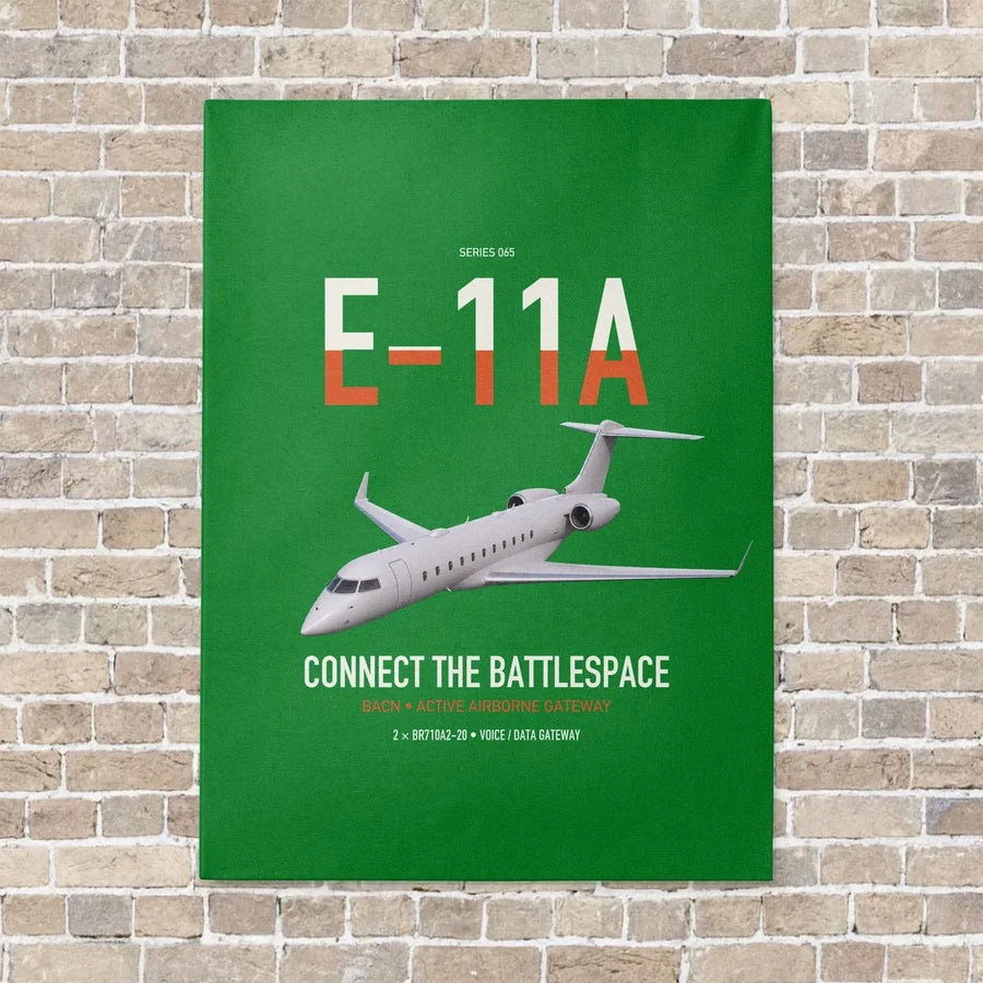 E-11A BACN vertical canvas print - no frame - green background