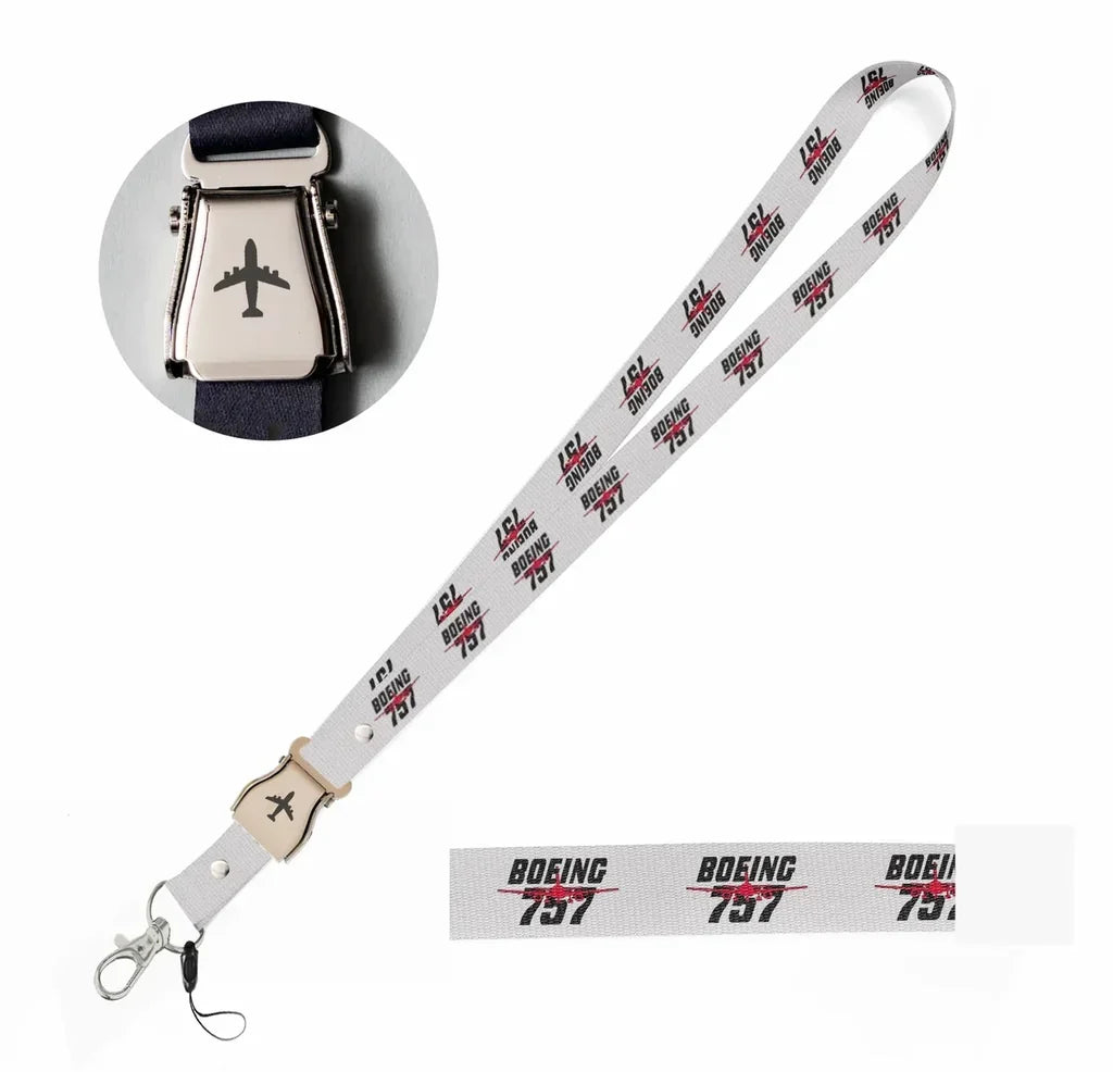 Amazing Boeing 757 seat belt lanyard - white