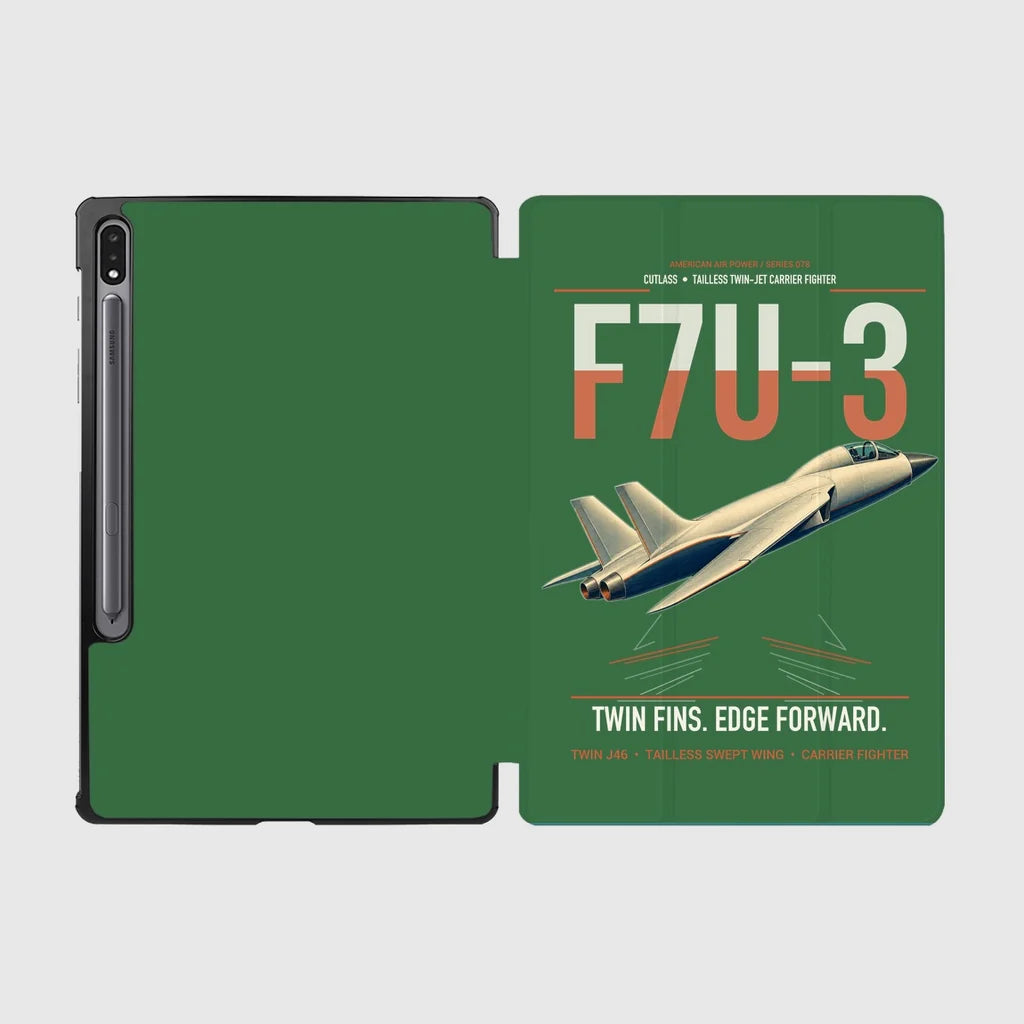 F7U-3 Cutlass design on green samsung tablet tablet case