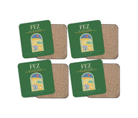 Thumbnail for Fes (FEZ) design on green 4 pieces set coaster