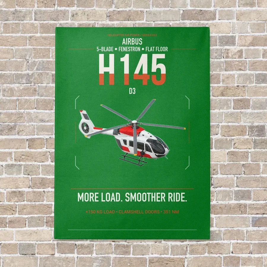Airbus H145 D3 vertical canvas print - no frame - green background