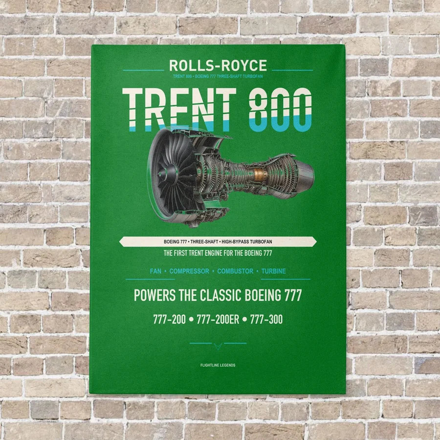 TRENT 800 vertical canvas print - no frame - green background
