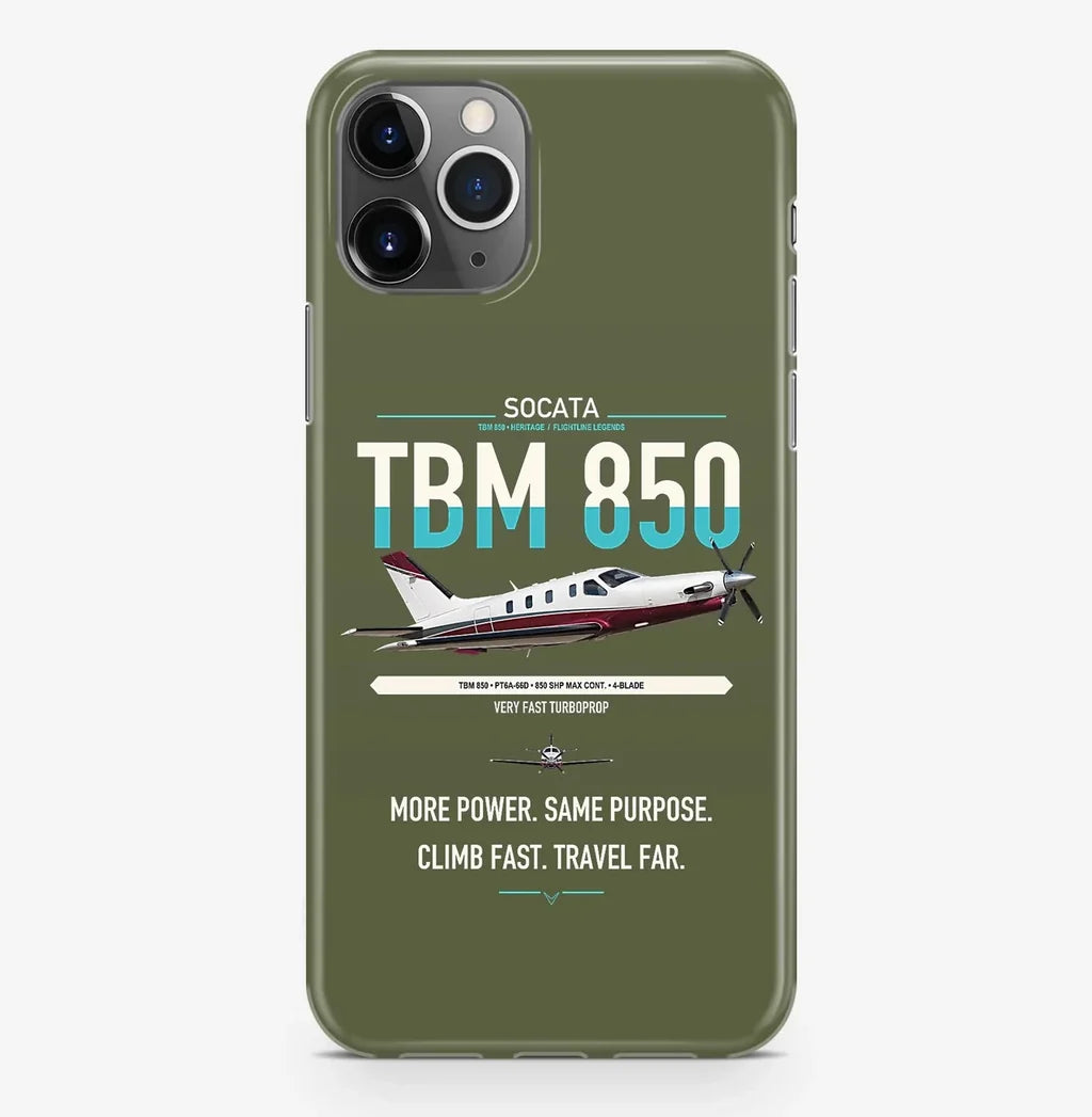 Socata TBM 850 design on green army magsafe iphone case, for iPhone Pro Max