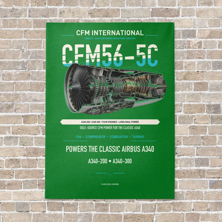 CFM56-5C vertical canvas print - no frame - green background