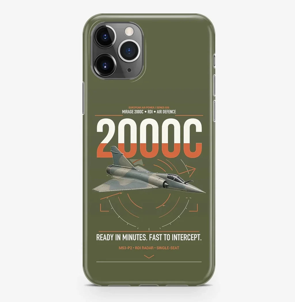 Dassault Mirage 2000C RDI design on green army magsafe iphone case, for iPhone Pro Max