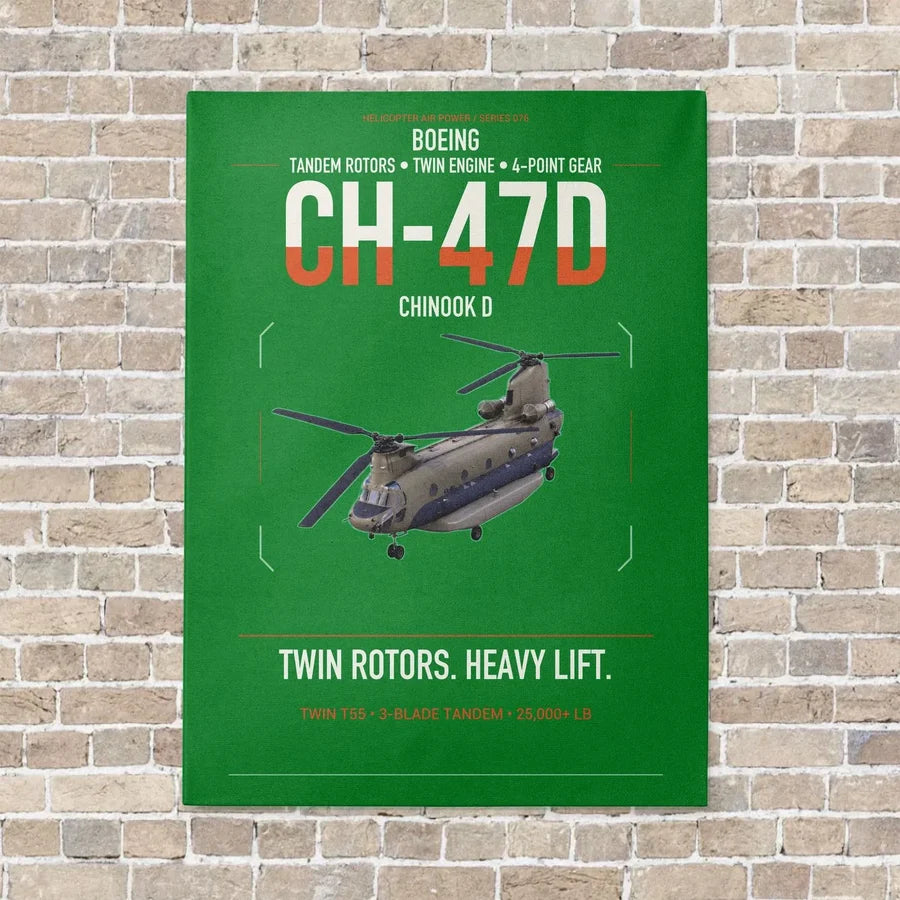 Boeing CH-47D vertical canvas print - no frame - green background