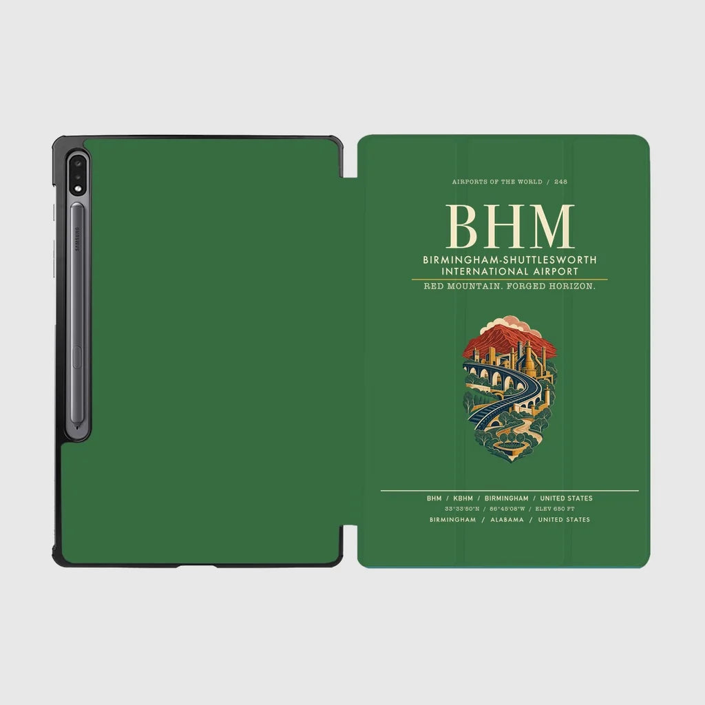 Birmingham-Shuttlesworth International Airport (BHM) design on green samsung tablet tablet case