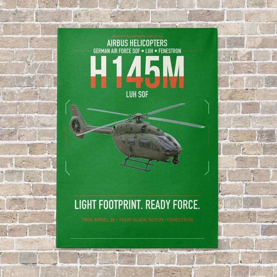 Airbus Helicopters H145M LUH SOF vertical canvas print - no frame - green background