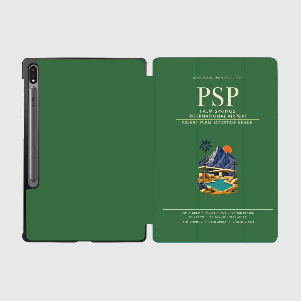 Palm Springs International Airport (PSP) design on green samsung tablet tablet case