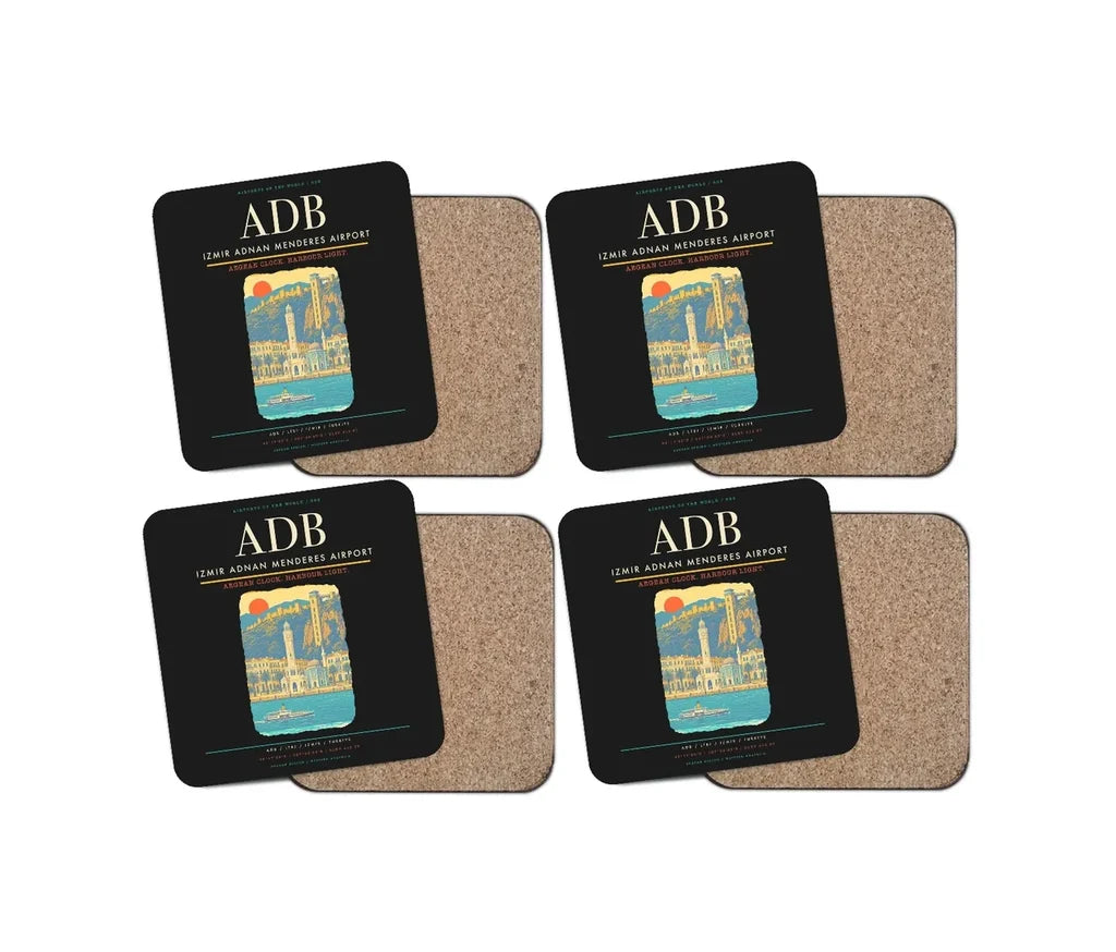 Izmir Adnan Menderes Airport ADB Coaster 4-Pieces-Set - Black