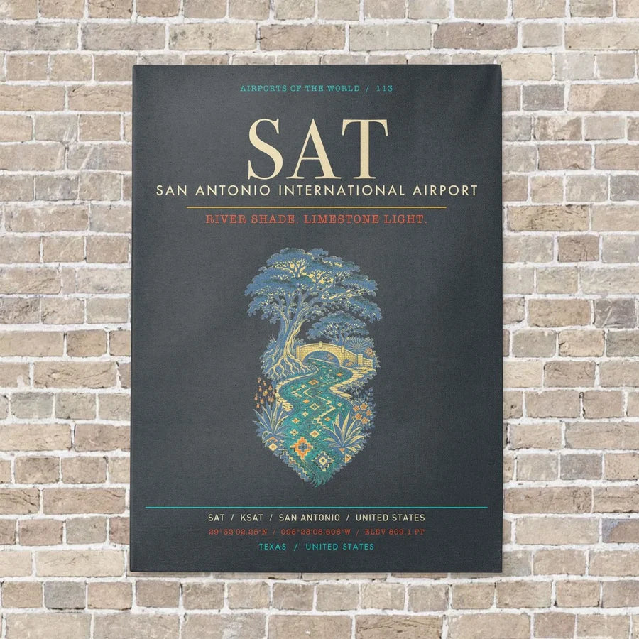 San Antonio International Airport SAT - Canvas Framed - Gray