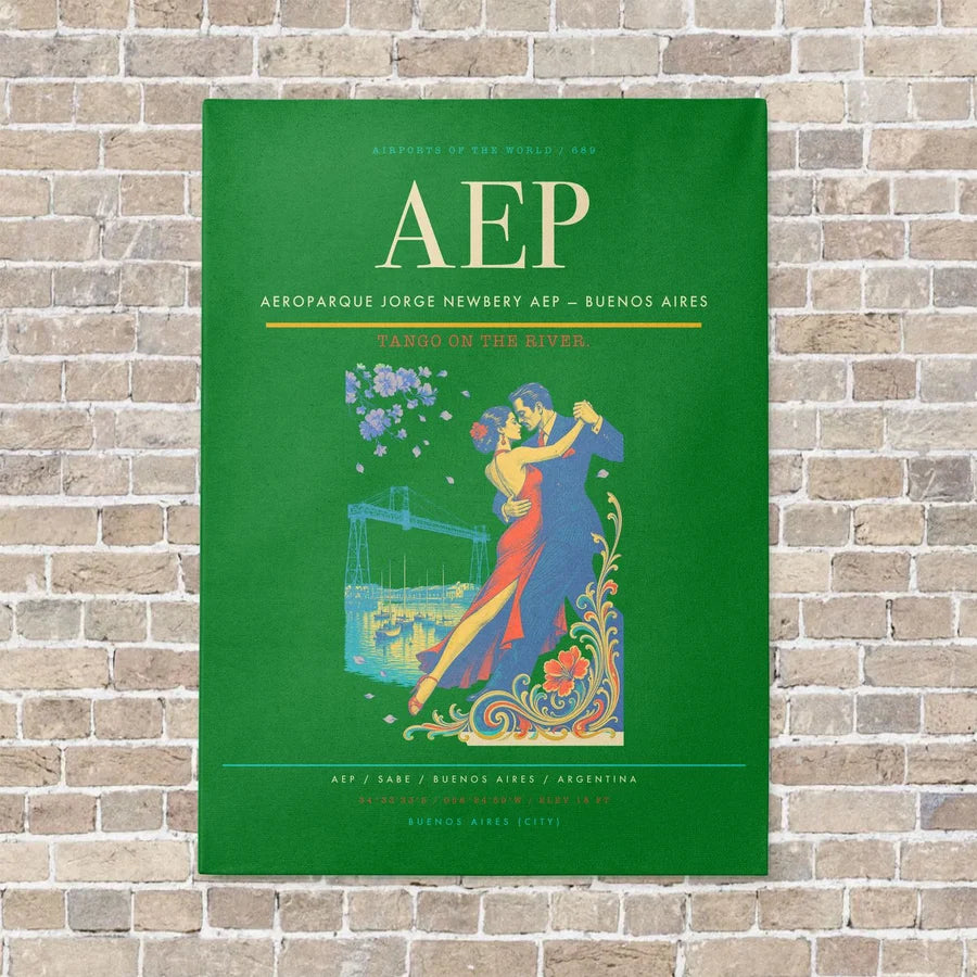 Aeroparque Jorge Newbery AEP — Buenos Aires vertical canvas print - no frame - green background