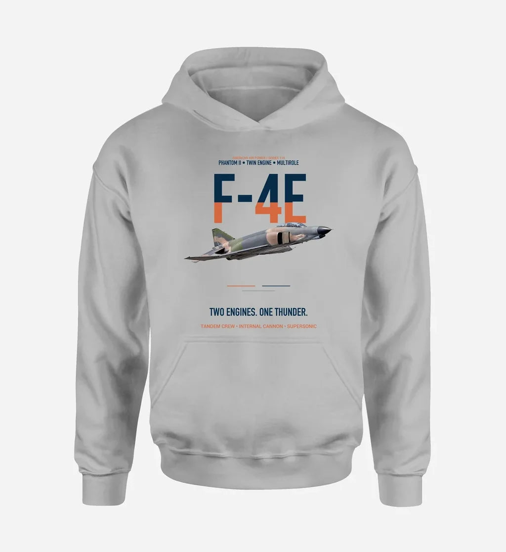 F-4E PHANTOM II design on light gray hoodie single side