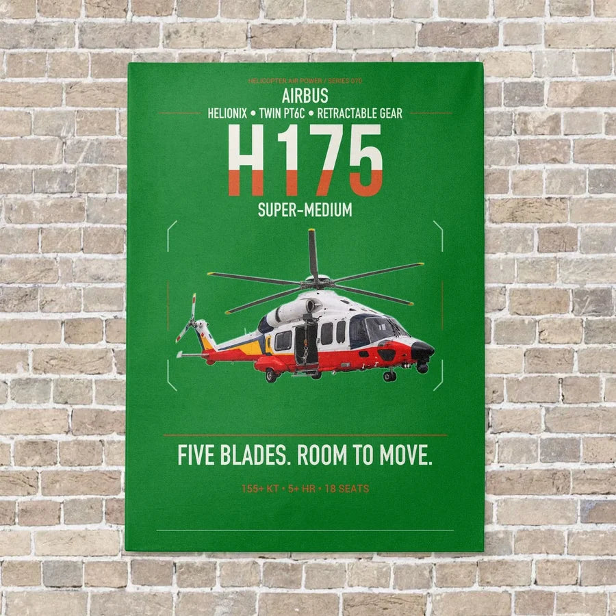 Airbus H175 vertical canvas print - no frame - green background