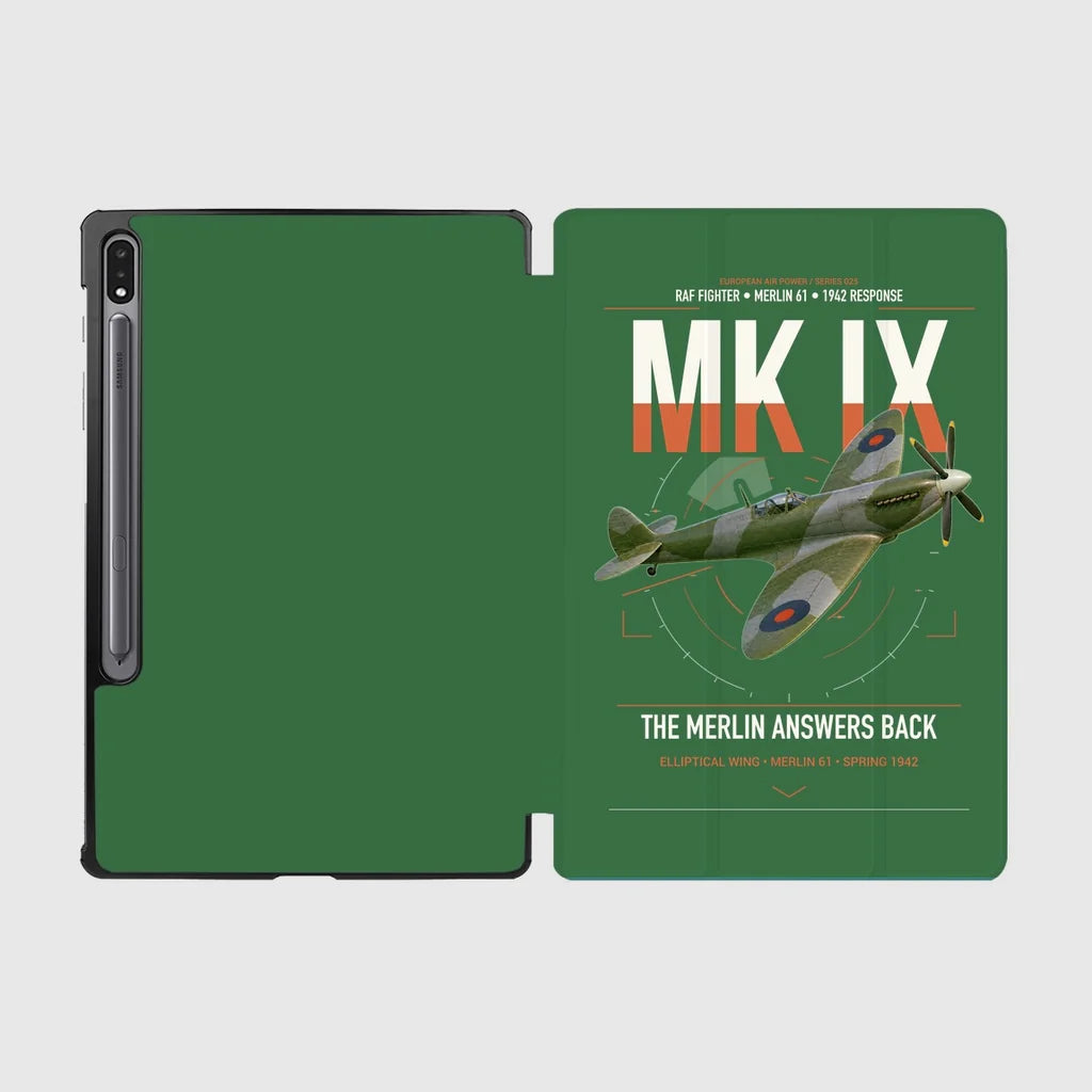 Supermarine Spitfire Mk IX design on green samsung tablet tablet case