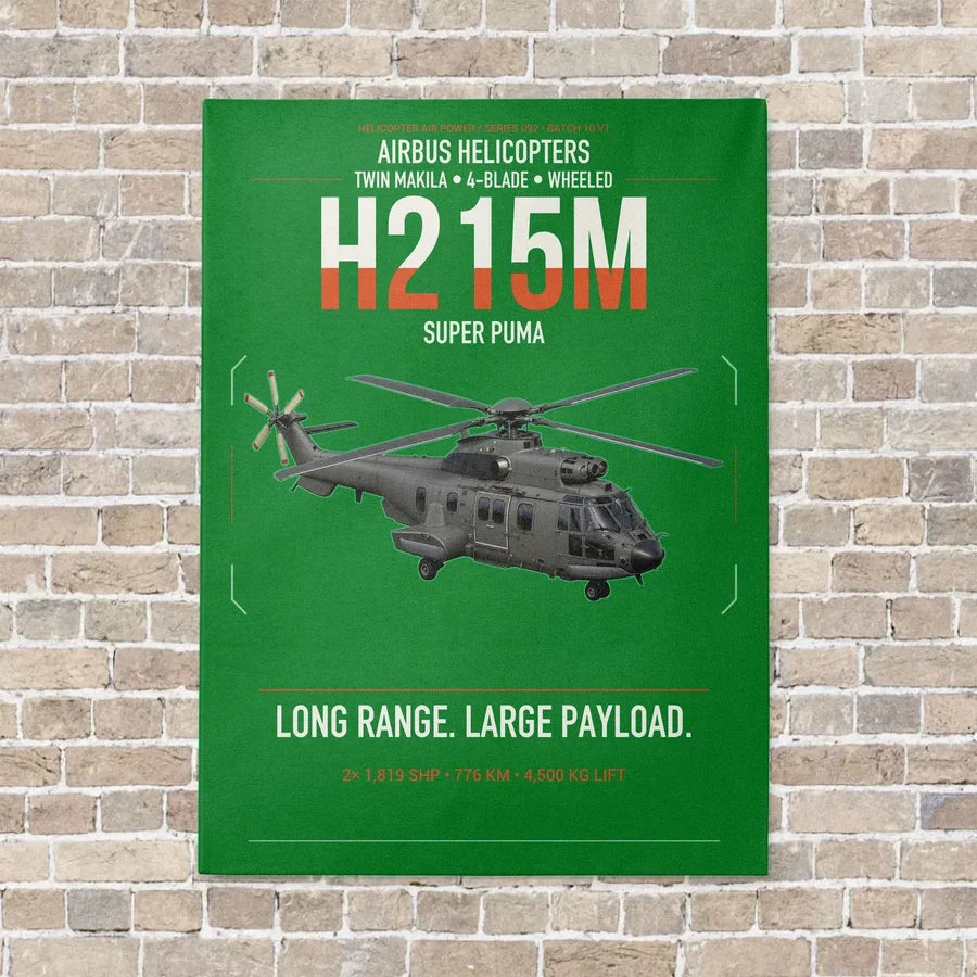 Airbus H215M vertical canvas print - no frame - green background