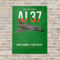 Thumbnail for Saab AJ 37 Viggen vertical canvas print - no frame - green background