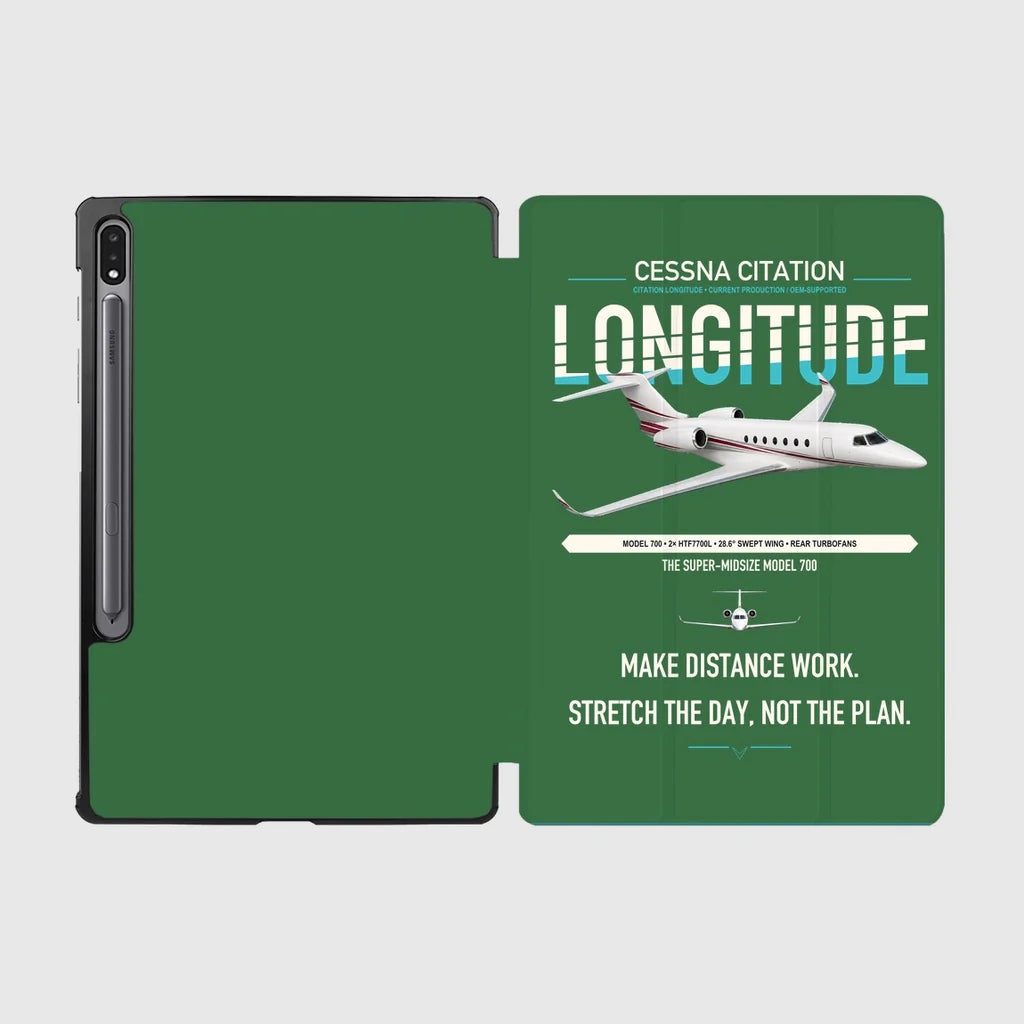 Cessna Citation Longitude design on green samsung tablet tablet case