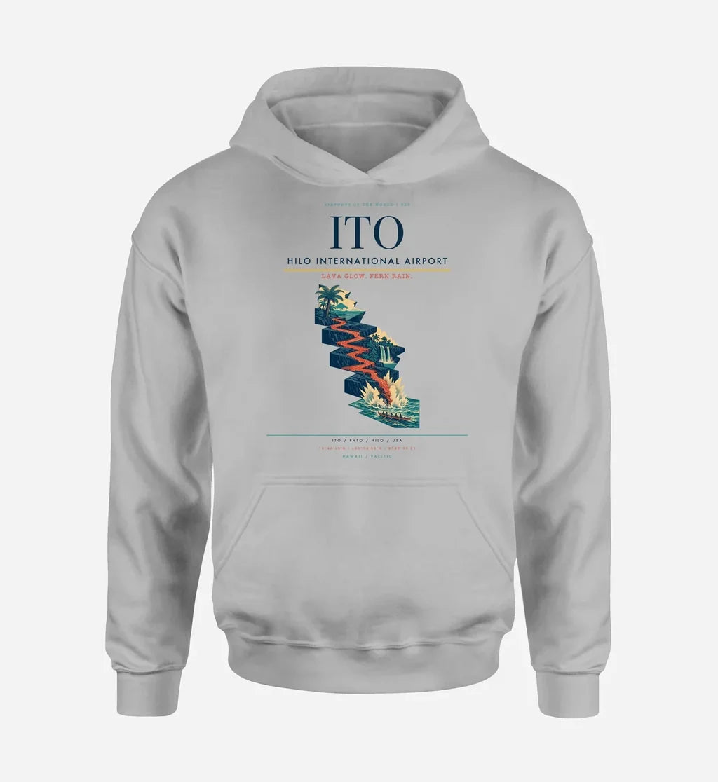 Hilo International Airport (ITO) design on light gray hoodie single-side print