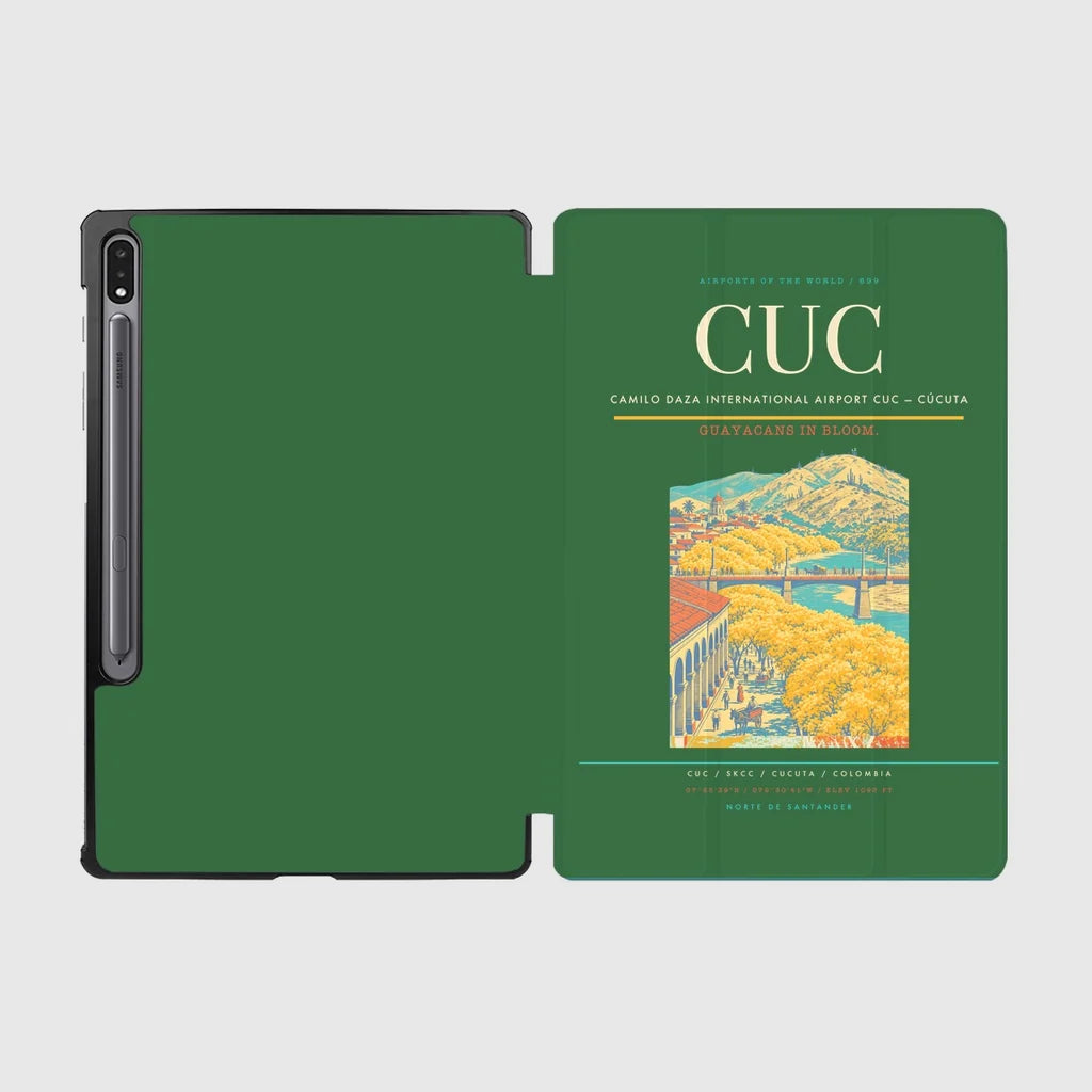 Camilo Daza International Airport (CUC) design on green samsung tablet tablet case