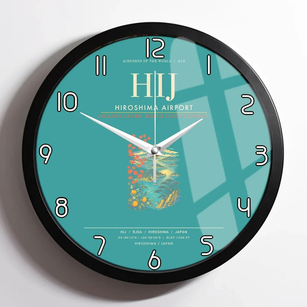 Hiroshima Airport HIJ Wall-Clock Framed - Turquoise