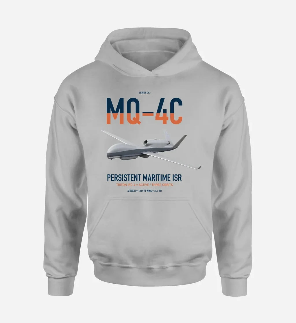 MQ-4C Triton IFC-4 design on light gray double-side hoodie, single-side print