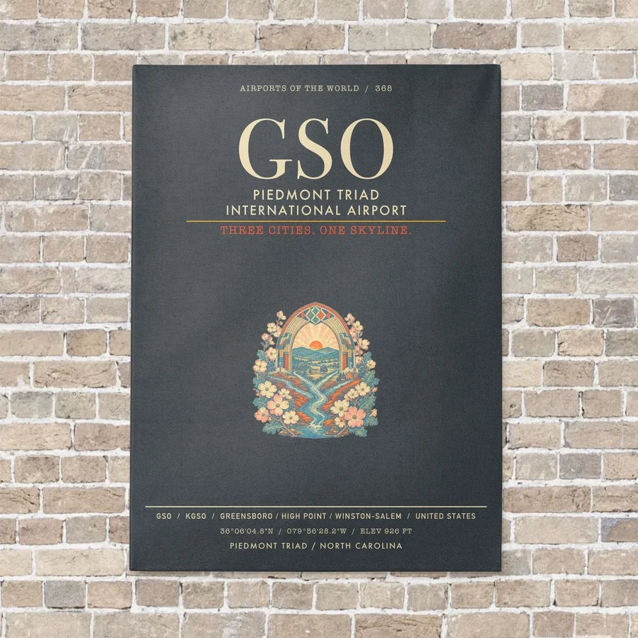 Piedmont Triad International Airport GSO - Canvas Framed - Gray