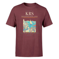 Thumbnail for Kristiansand Airport, Kjevik (KRS) T-Shirt single-side front print in Dark Red | kristiansand-airport-kjevik-krs-double-side-t-shirt