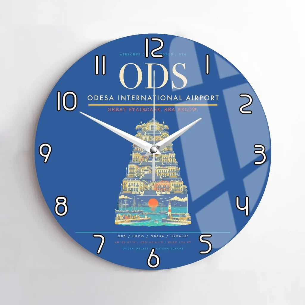 Odesa International Airport ODS Wall-Clock No-Frame - Blue