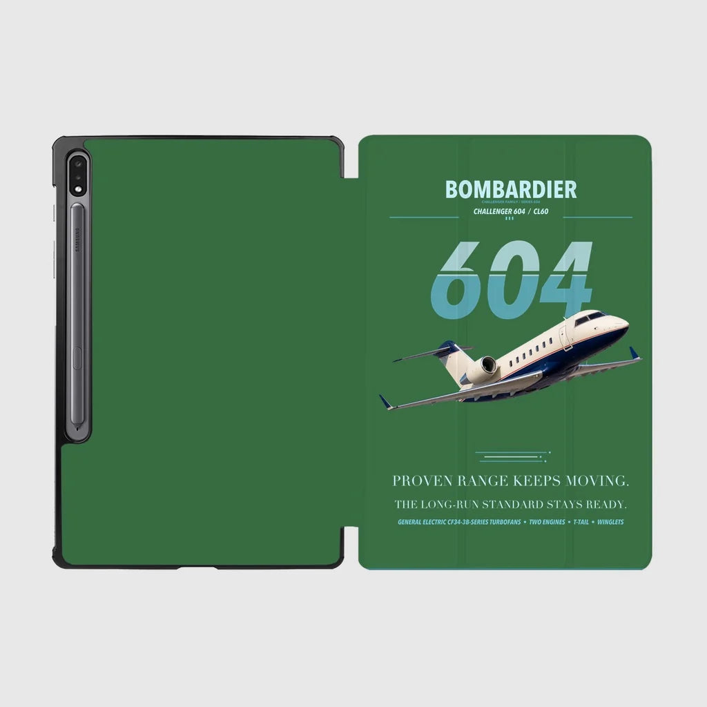 Bombardier Challenger 604 design on green samsung tablet tablet case