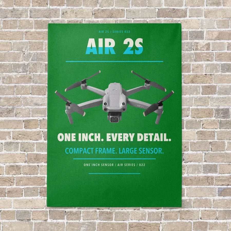 DJI Air 2S vertical canvas print - no frame - green background