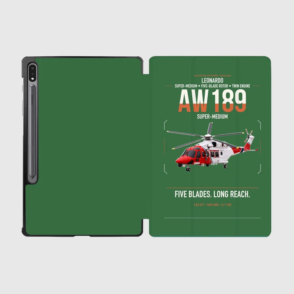 Leonardo AW189 design on green samsung tablet tablet case