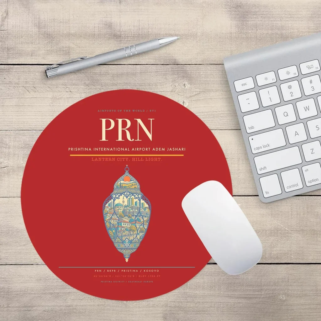 Prishtina International Airport Adem Jashari PRN Mouse-Pad Round - Red