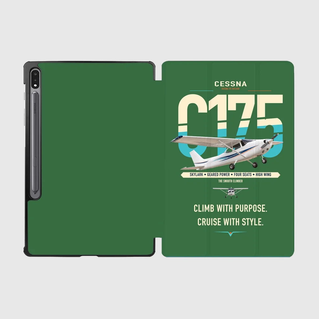 Cessna 175 Skylark design on green samsung tablet tablet case