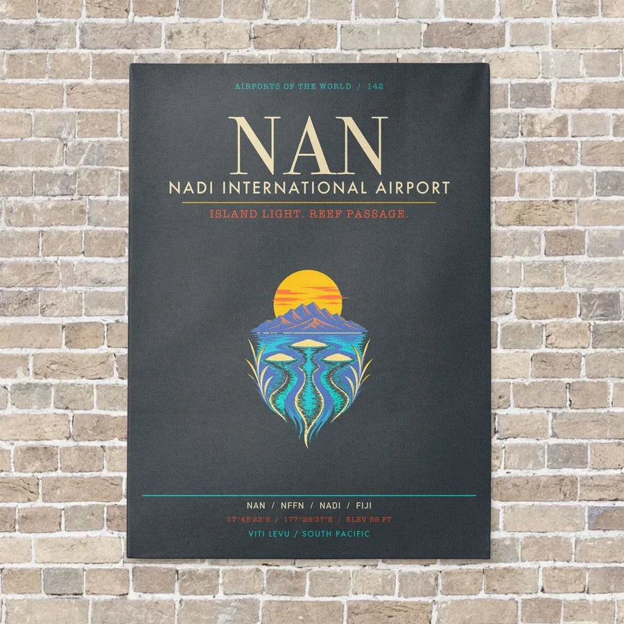 Nadi International Airport NAN - Canvas Framed - Gray