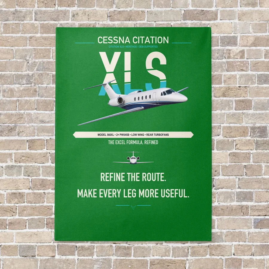Cessna Citation XLS vertical canvas print - no frame - green background