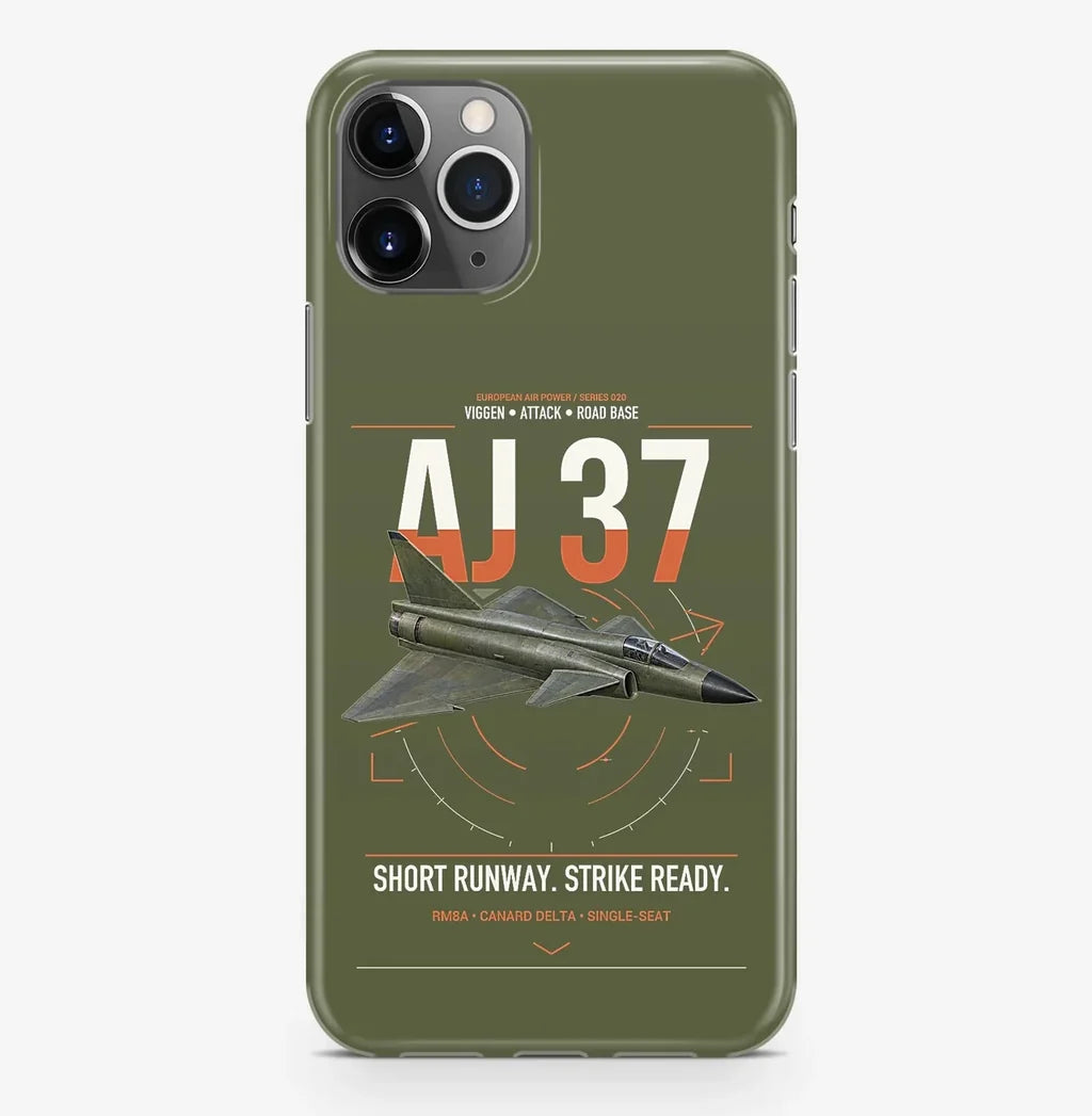 Saab AJ 37 Viggen design on green army magsafe iphone case, for iPhone Pro Max