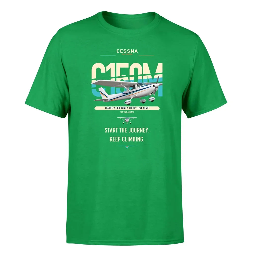 Cessna 150M design on green t-shirt, single-side print