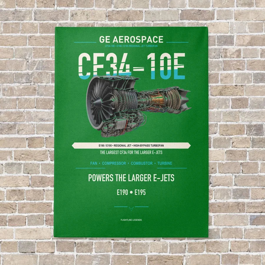 CF34-10E vertical canvas print - no frame - green background
