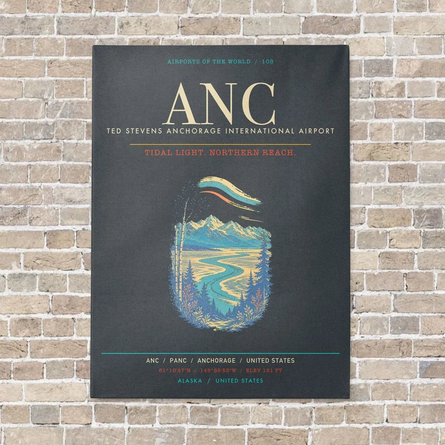 Ted Stevens Anchorage International Airport ANC - Canvas Framed - Gray