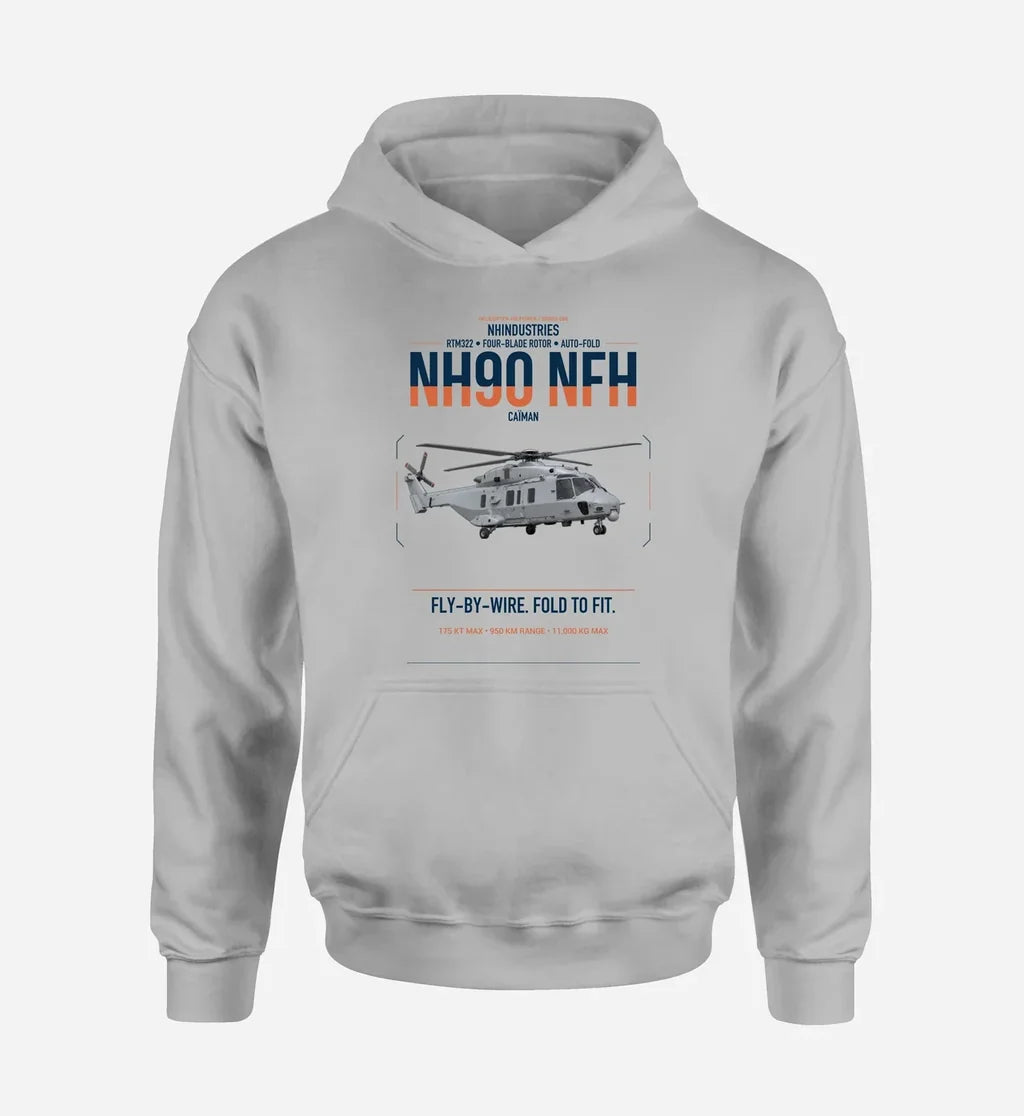 NHIndustries NH90 NFH Caïman design on light gray double-side hoodie, single-side print