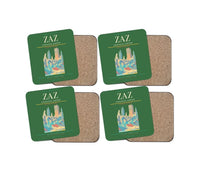 Thumbnail for Zaragoza Airport (ZAZ) design on green 4 pieces set coaster