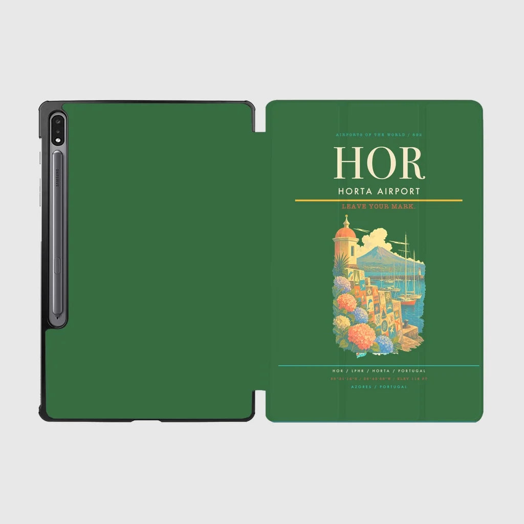 Horta Airport (HOR) design on green samsung tablet tablet case