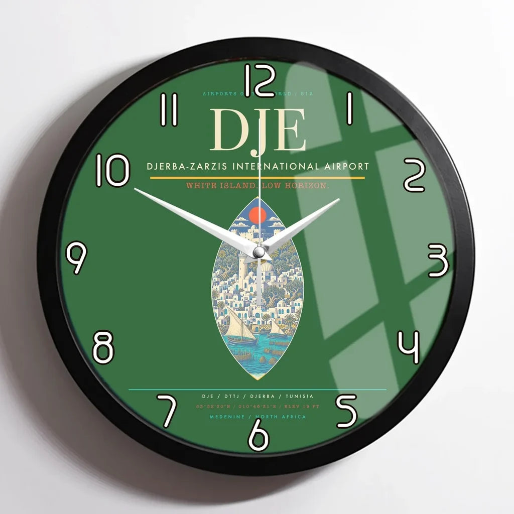 Djerba-Zarzis International Airport (DJE) design on green framed wall clock